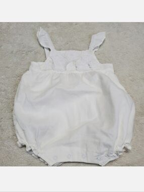 Janie and Jack White Floral Cotton Romper Baby Girl 3 6 months Preppy Cottage